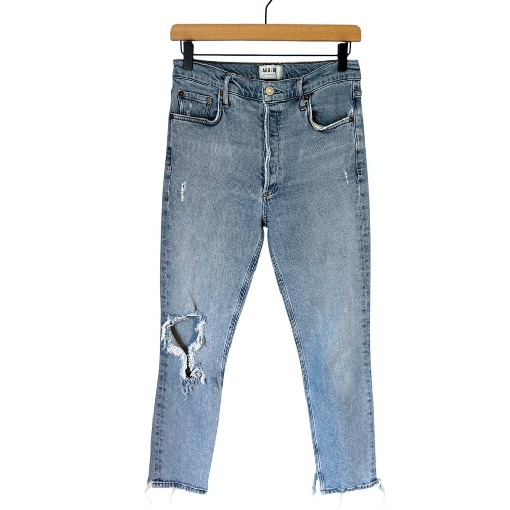 Agolde Women’s Nico High Rise Slim Distressed Button Fly Jeans Size 29